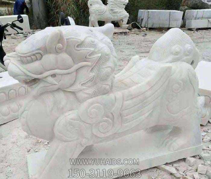 汉白玉石雕园林庭院神兽麒麟雕塑