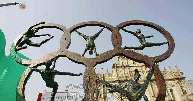 景区公园创意不锈钢五环雕塑