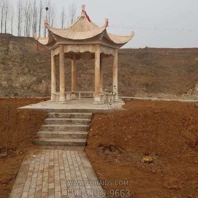 晚霞红中式六角凉亭景点园林户外摆件雕塑