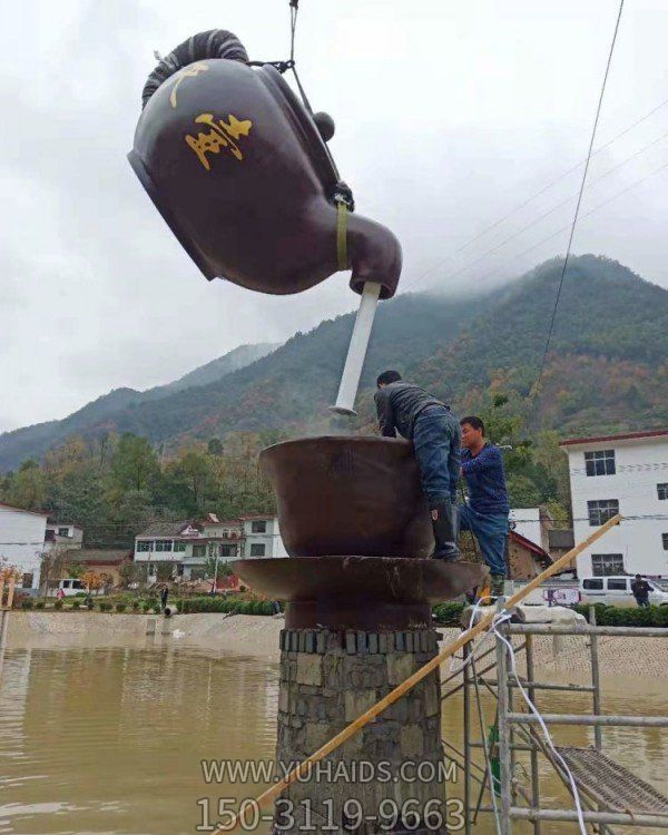 大型户外雕塑玻璃钢仿铜天壶雕塑