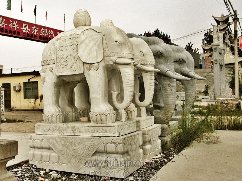 酒店庭院大理石石雕大象雕塑