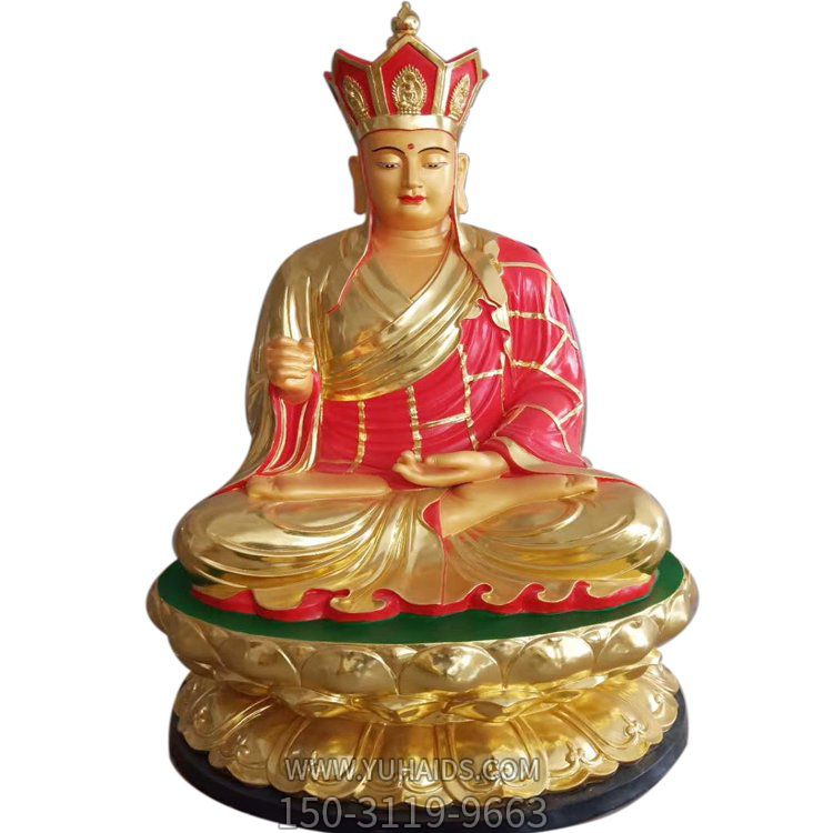玻璃钢喷金烤漆大型户外景区地藏王雕塑