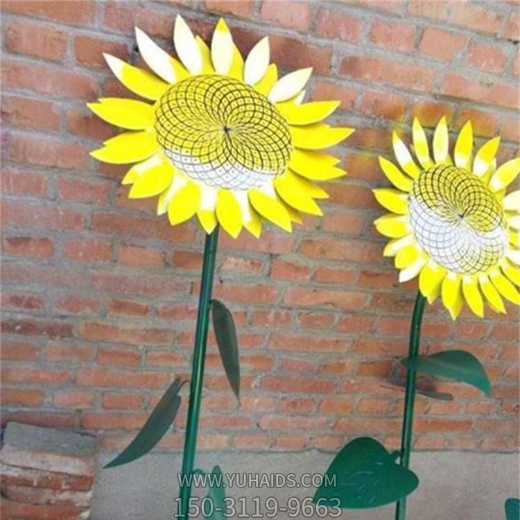 不锈钢喷漆向日葵雕塑园林摆件 