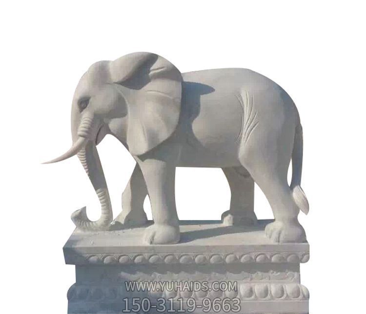 公园汉白玉石雕大象雕塑