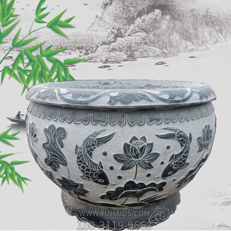 大理石石雕景观石缸雕塑