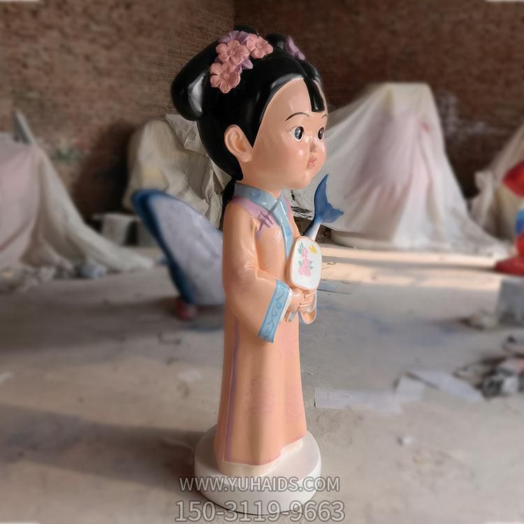 玻璃钢卡通宫女雕像小品商铺门店引流摆件雕塑
