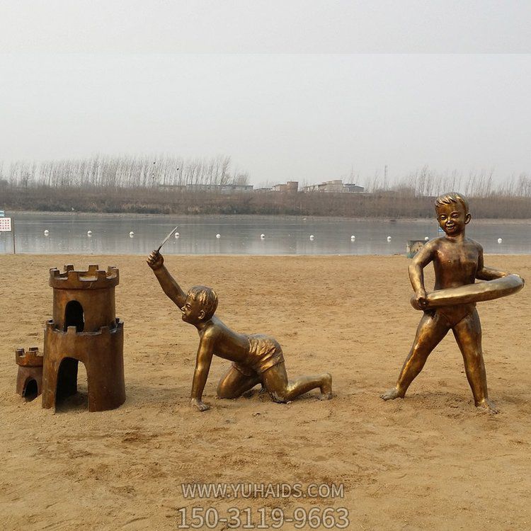 户外情景小品玻璃钢仿铜儿童景观摆件雕塑