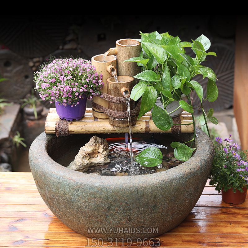 别墅流水景观石槽摆件假山喷泉院内鱼池阳台花园造景户外鱼缸装饰雕塑