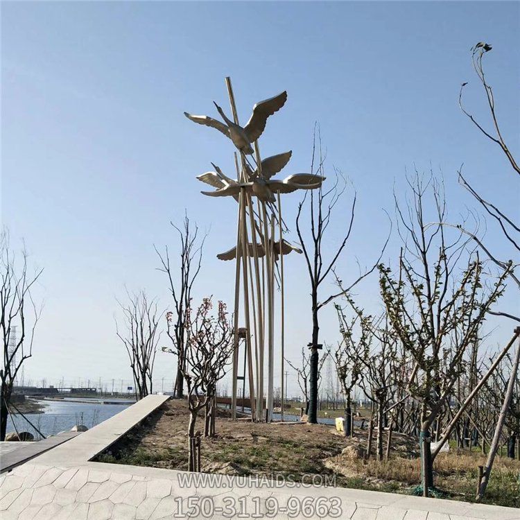 广场户外不锈钢大雁雕塑摆件