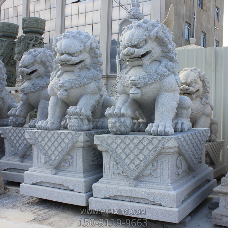 公园户外景区砂石石雕看门的狮子雕塑