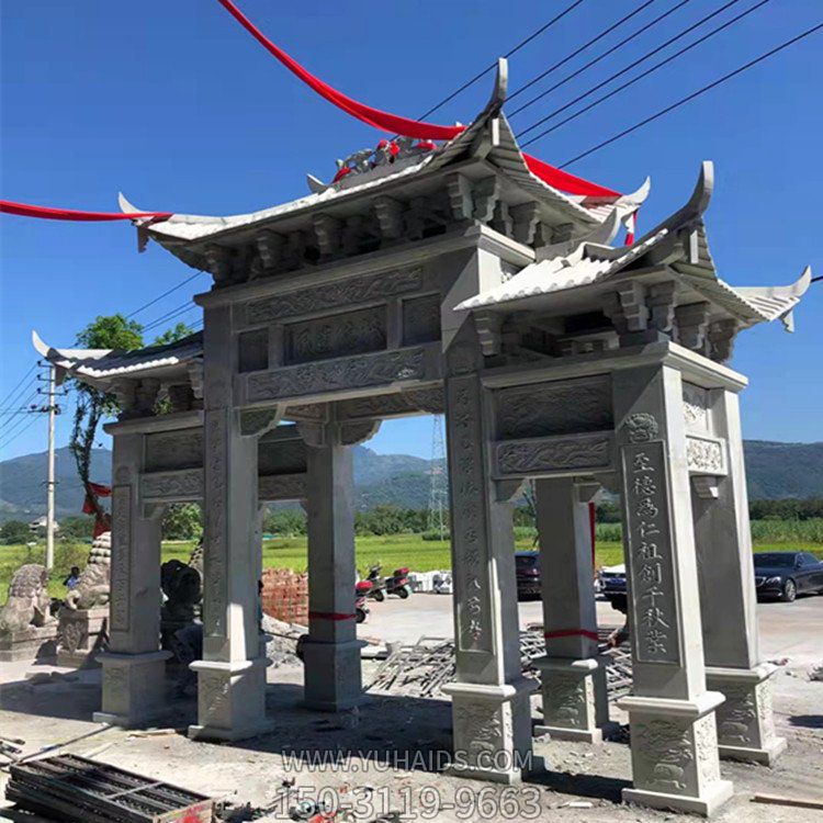 景区景点大理石石雕户外鼎牌坊雕塑