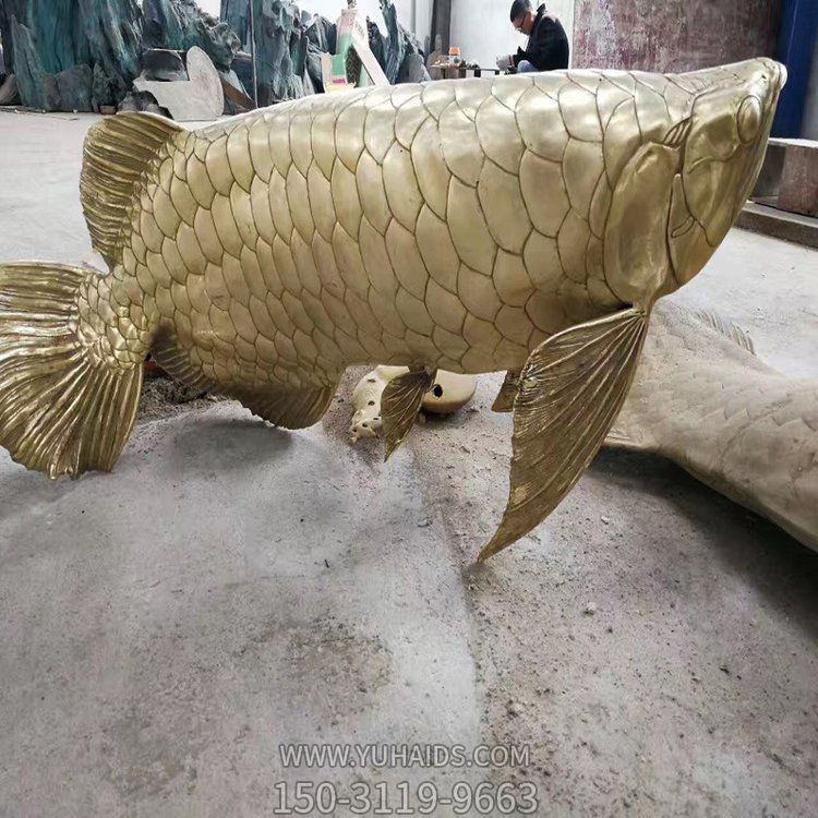 纯金打造不锈钢仿真动物景观金龙鱼雕塑