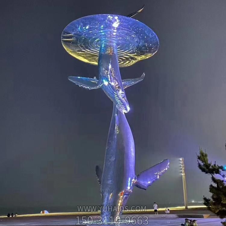 大型不锈钢创意鲸鱼出水造型  户外广场景观雕塑