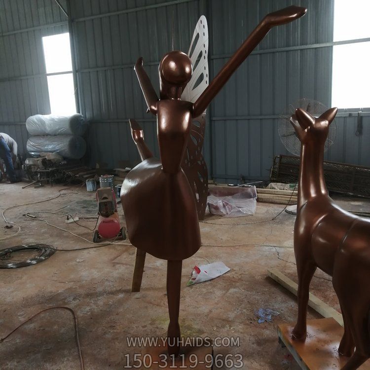 锻铜舞蹈天使雕塑 抽象人物小品景观摆件
