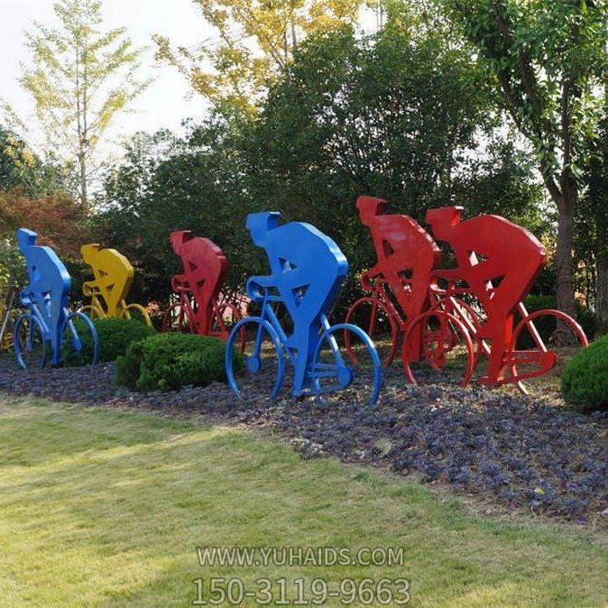 不锈钢剪影喷漆赛车运动人物摆件  公园草坪小品雕塑