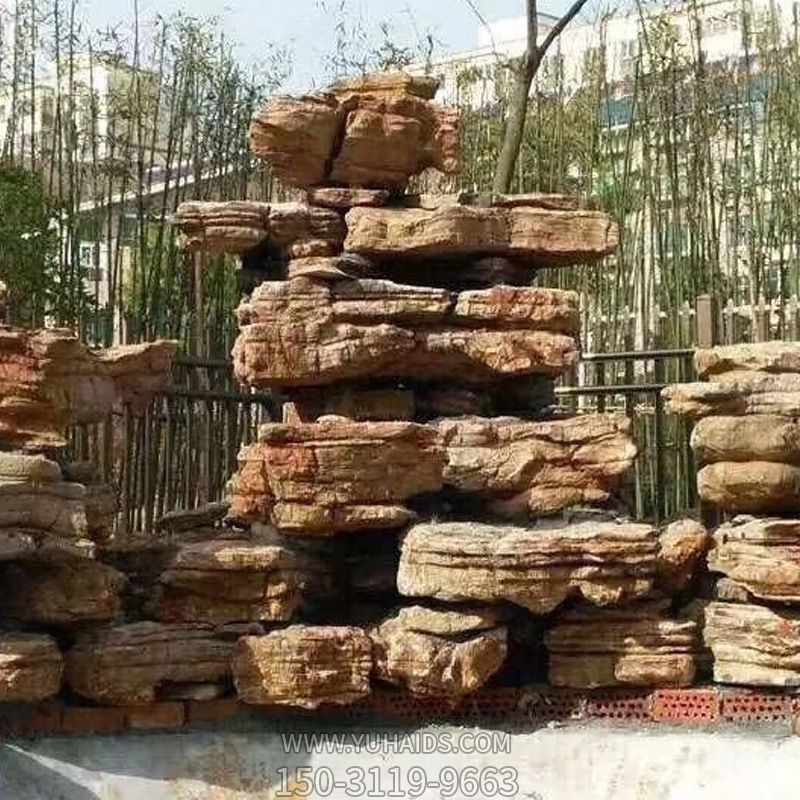 小区庭院千层石奇石假山雕塑