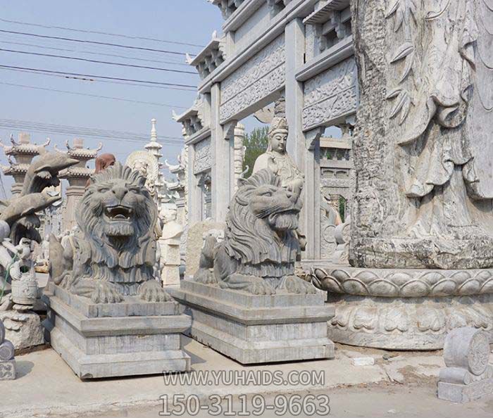 街道大型仿真大理石石雕狮子雕塑