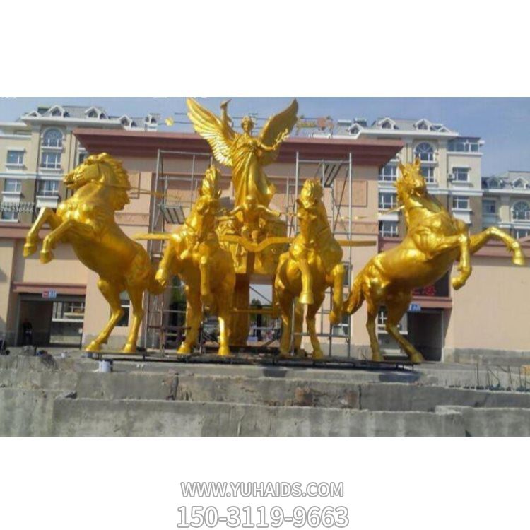 大型广场摆放黄铜铸造西方人物骑马景观雕塑