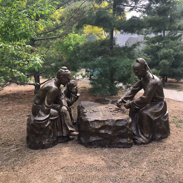 下棋，古代人物情景雕塑