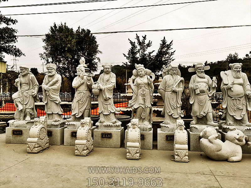 户外景区大理石石雕神佛八仙雕塑