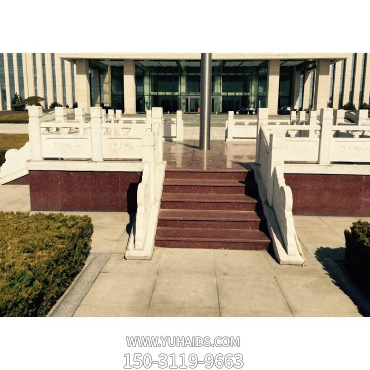 事业单位摆放汉白玉雕刻升旗台围栏栏杆雕塑
