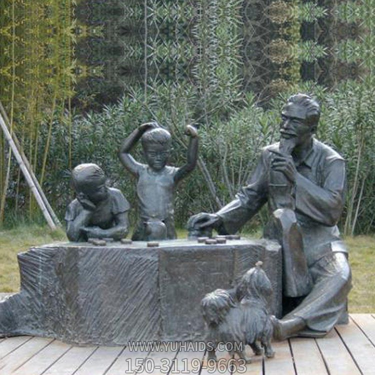 户外园林景玻璃钢仿铜人物景观摆件雕塑