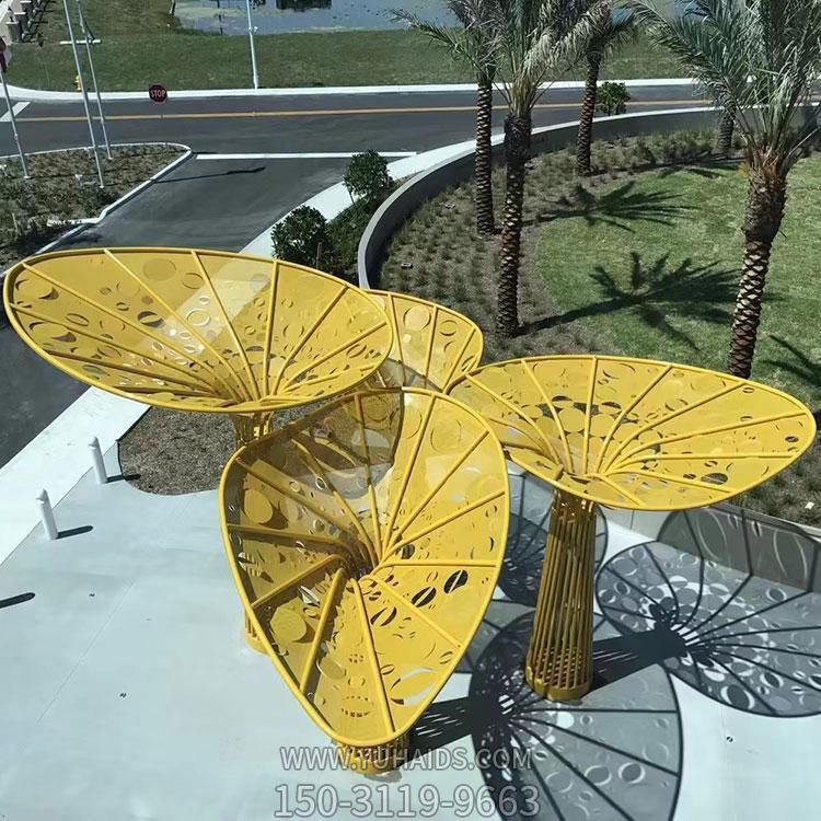 户外广场不锈钢臭镜面树叶雕塑摆件