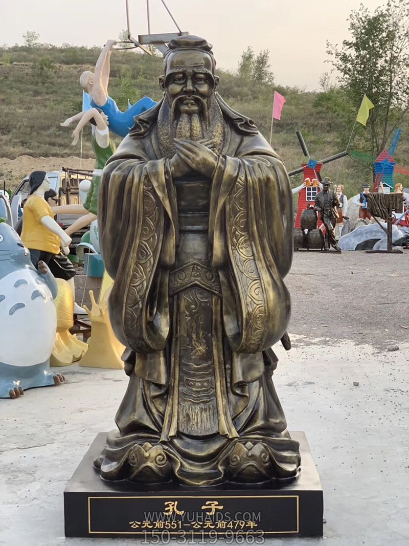 玻璃钢历史名人古代著名教育人物孔子雕塑