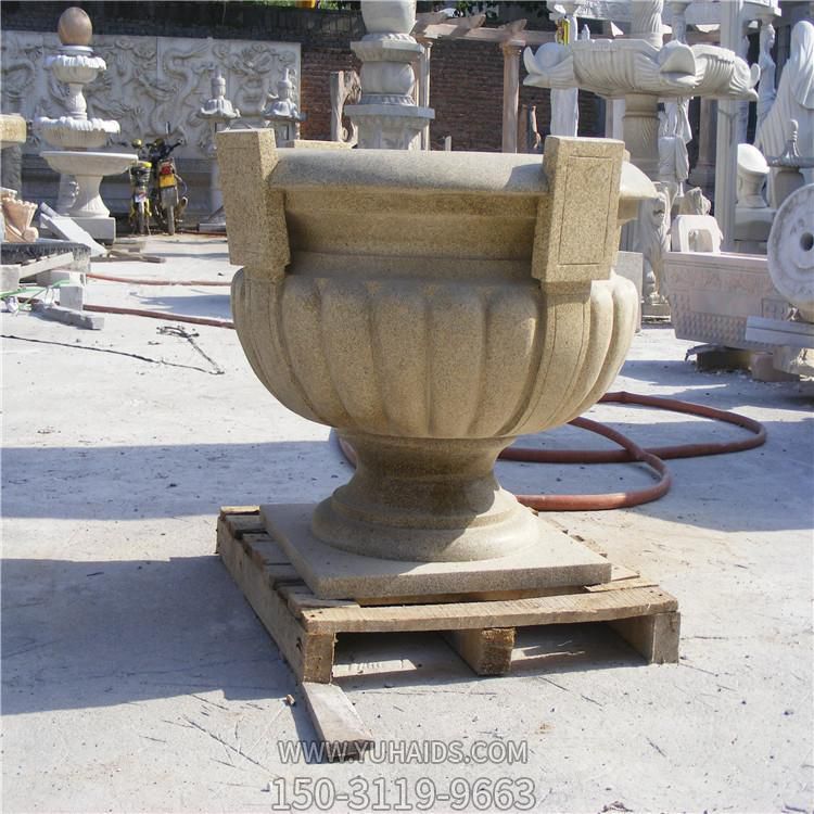 大理石石雕别墅小区大理石石雕花盆花钵雕塑