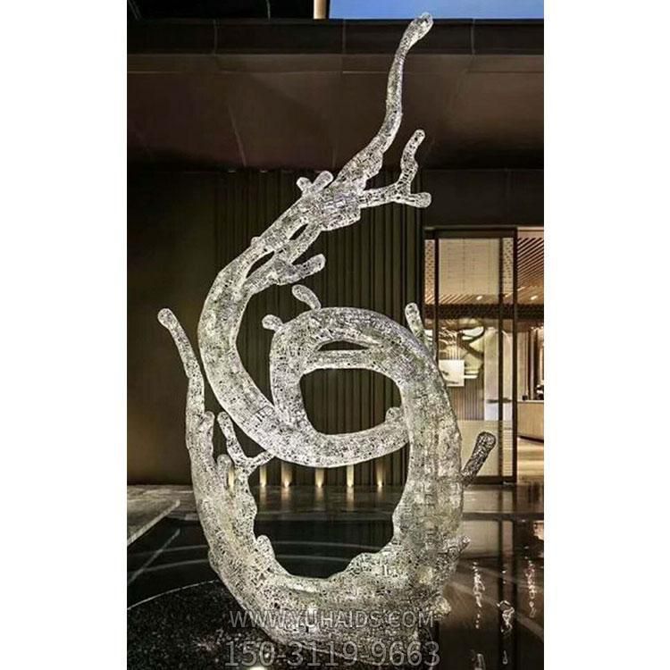 会所喷泉水景户外不锈钢海浪浪花摆件雕塑