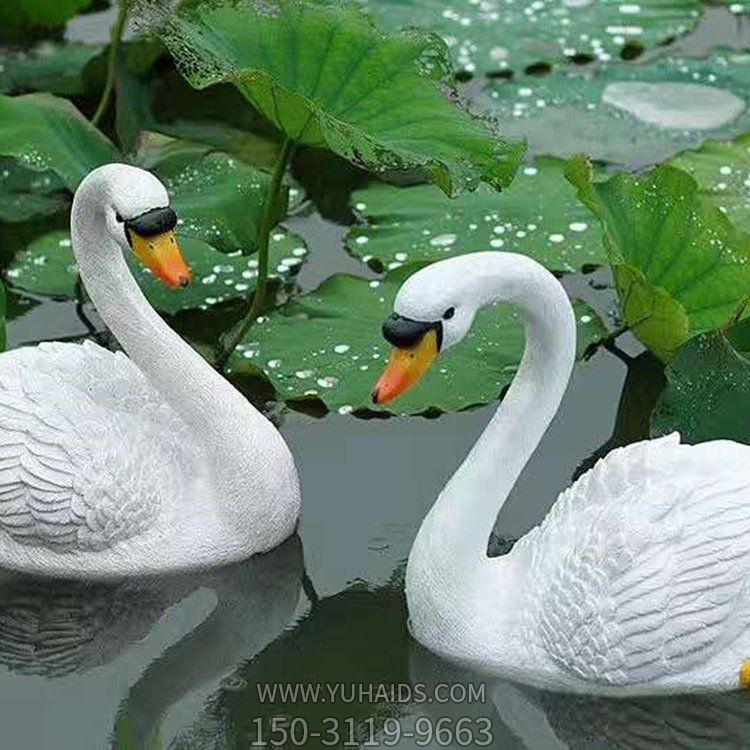 户外池塘玻璃钢仿真天鹅雕塑