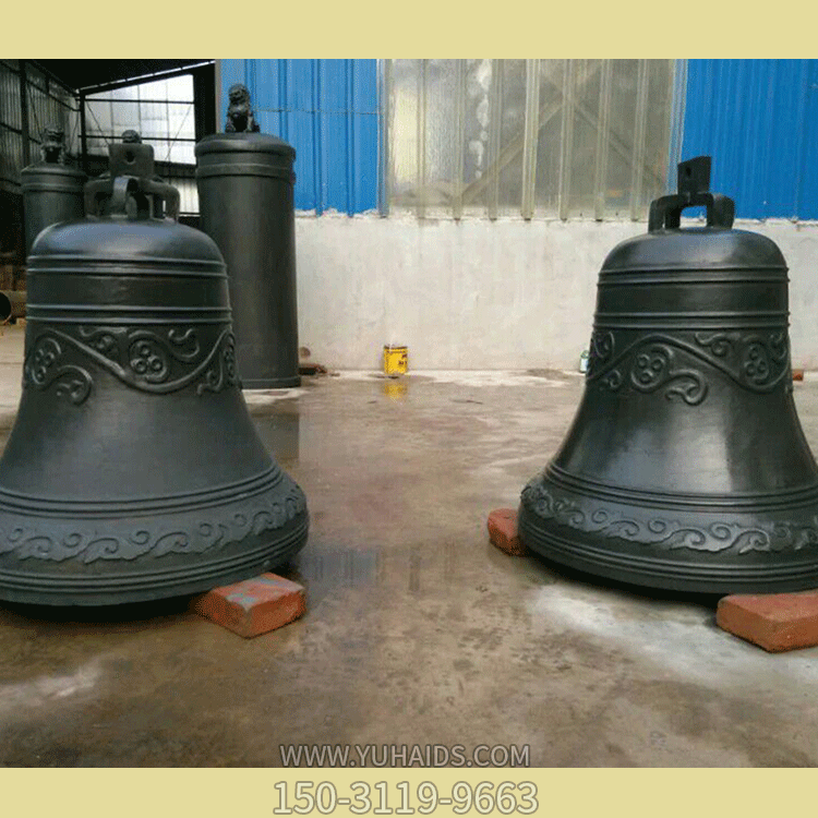 庙宇户外装饰工艺品摆件青铜铸造喇叭挂钟雕塑