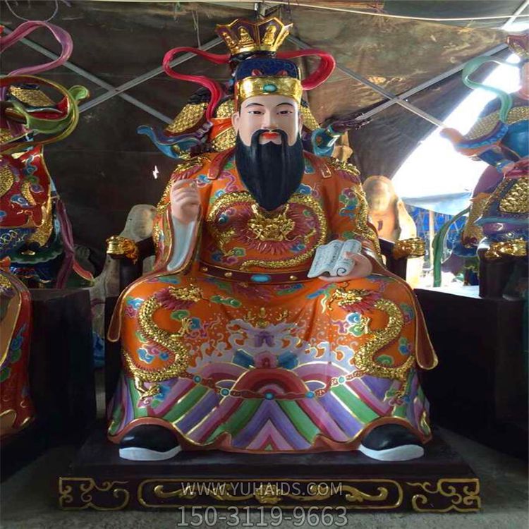 寺庙大型人物景观玻璃钢彩绘文昌帝君雕塑