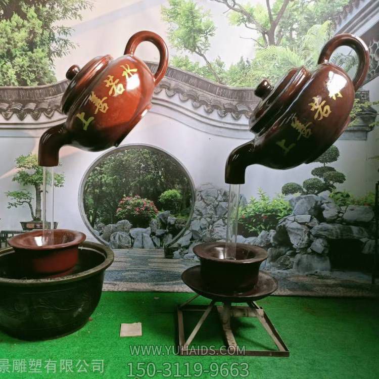 玻璃钢仿铜庭院广场悬空天壶雕塑