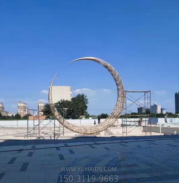 不锈钢镂空大型月亮 广场水景观雕塑艺术品