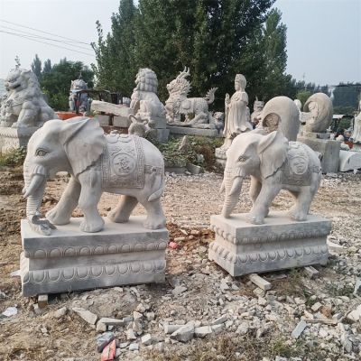 石雕大象，吉祥如意石雕动物