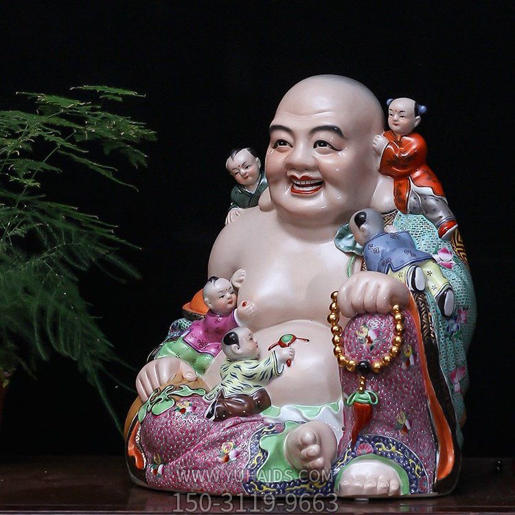 玻璃钢彩绘弥勒佛雕塑
