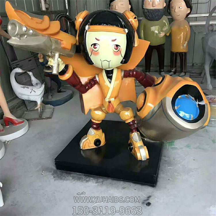 玻璃钢英雄人物雕塑 游戏动漫卡通会所商场装饰摆件