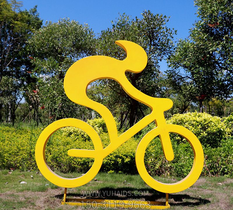 公园体育馆大型剪影自行车运动人物玻璃钢雕塑