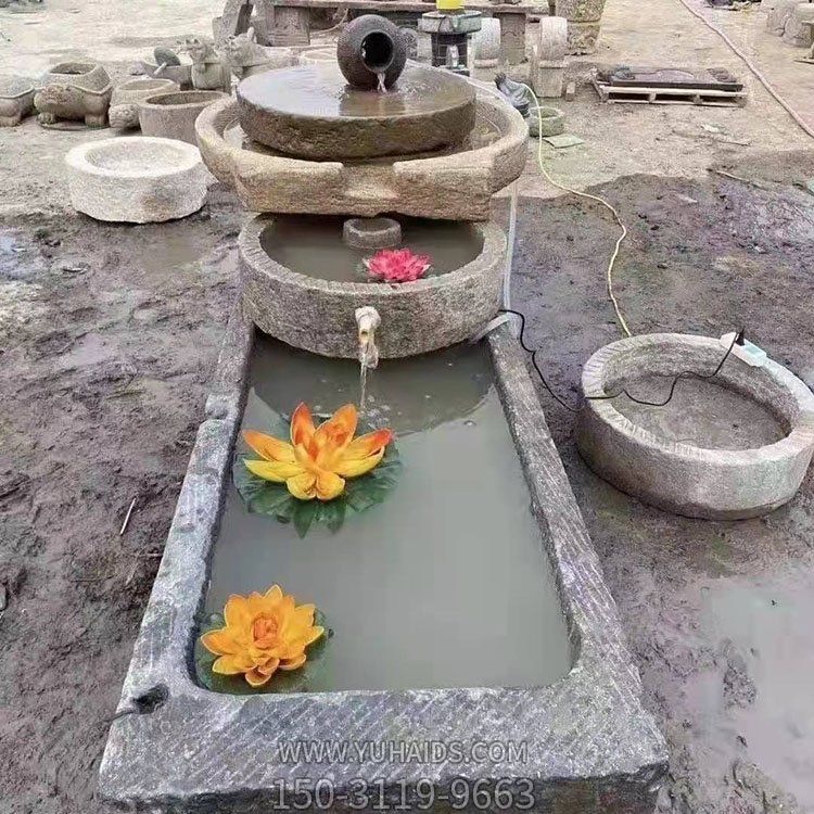 青石石雕户外园林景观流水摆件石槽雕塑
