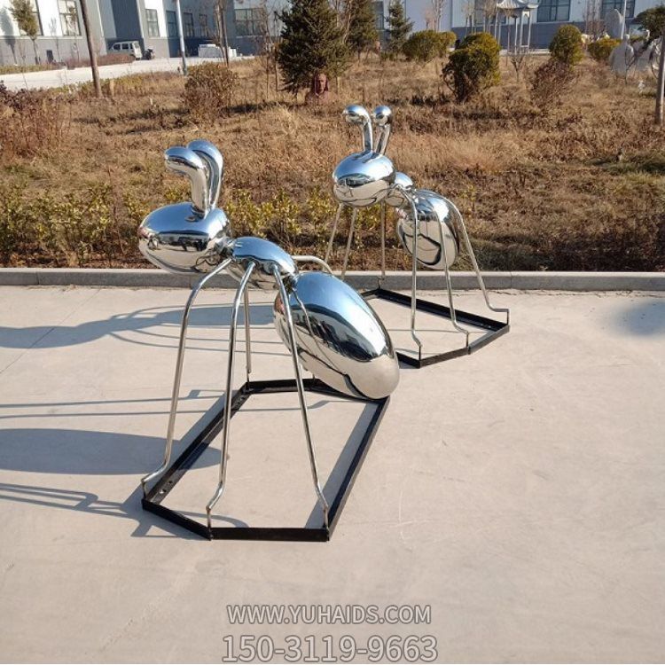 园林不锈钢镜面创意蚂蚁景观雕塑