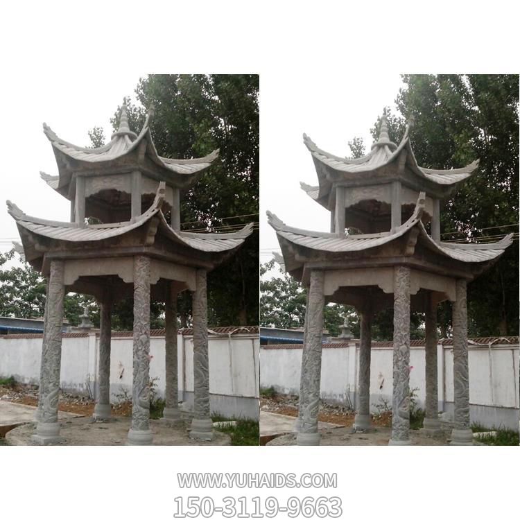 公园户外大理石石雕双层凉亭雕塑