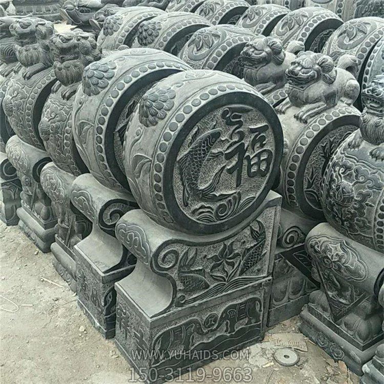 青石复古庭院抱鼓石雕塑