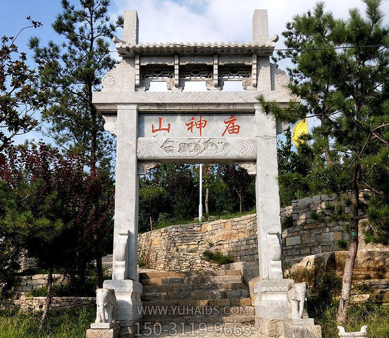 寺庙景点简易单门牌坊石雕雕塑