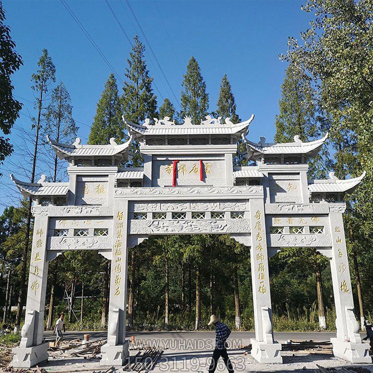 草白玉石雕牌坊牌楼雕塑