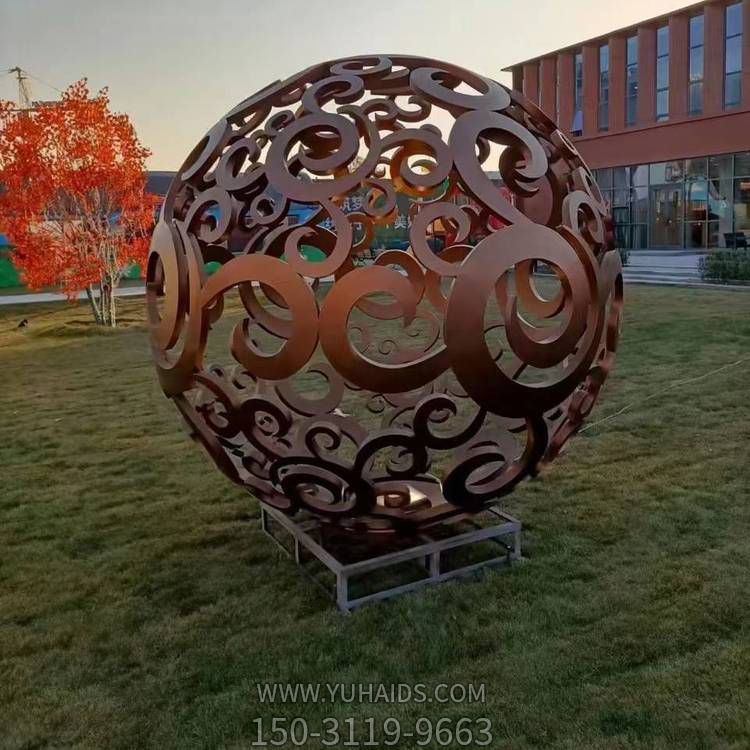 校园广场不锈钢镂空球摆件雕塑