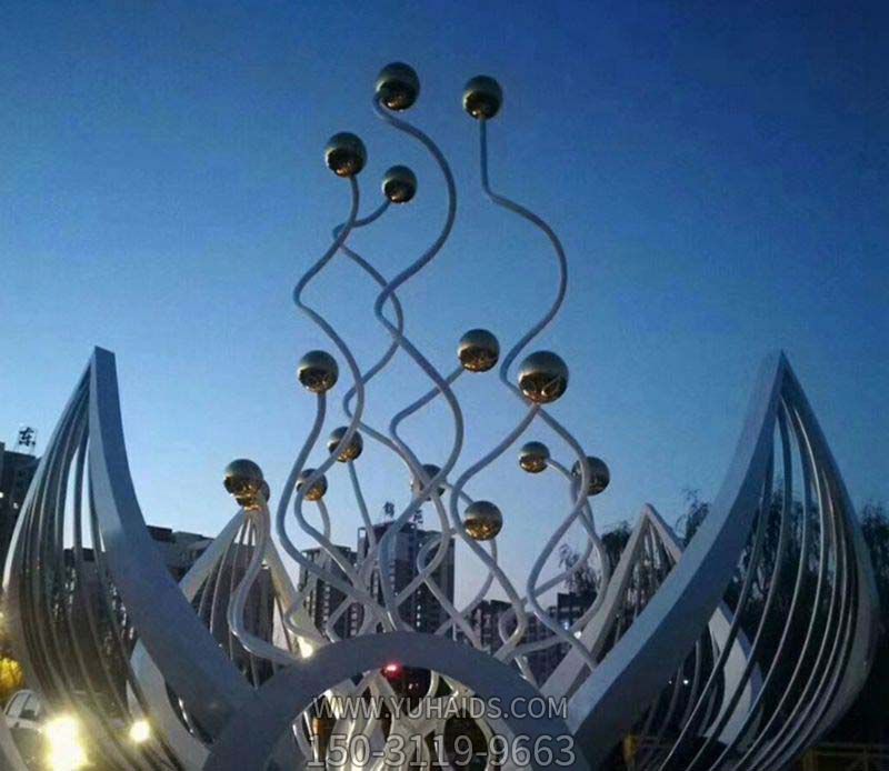 不锈钢广场荷花雕塑