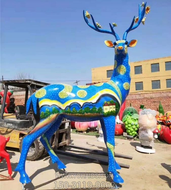 玻璃钢彩绘园林景观动物梅花鹿雕塑
