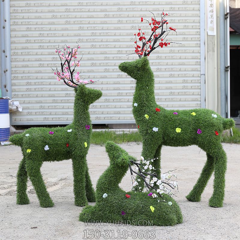 景区别墅大型景观绿植梅花鹿雕塑