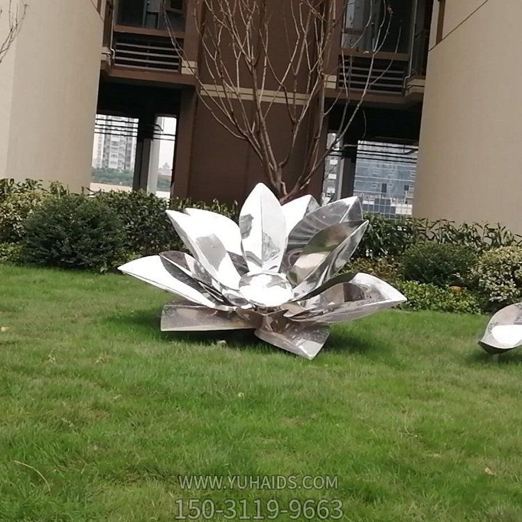不锈钢户外园林盛开的莲花摆件雕塑